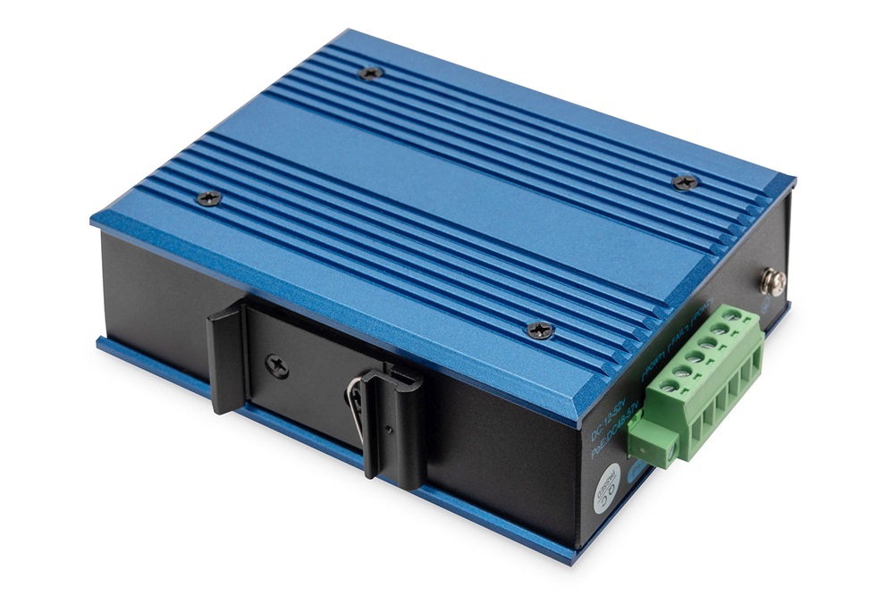 DIGITUS DN-651131 4x 10/100Mbps FE Lan port 1x SFP port PoE 100W nem menedzselhető ipari switch