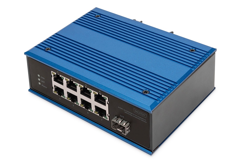 DIGITUS DN-651132 8x 10/100Mbps FE Lan port 1x SFP port nem menedzselhető ipari switch
