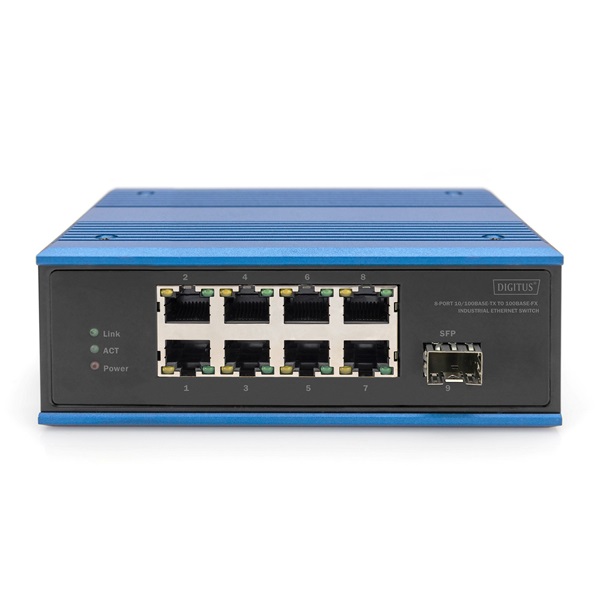 DIGITUS DN-651132 8x 10/100Mbps FE Lan port 1x SFP port nem menedzselhető ipari switch