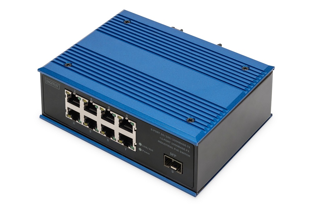 DIGITUS DN-651137 8x GbE Lan port 1x SFP port PoE 200W nem menedzselhető ipari switch