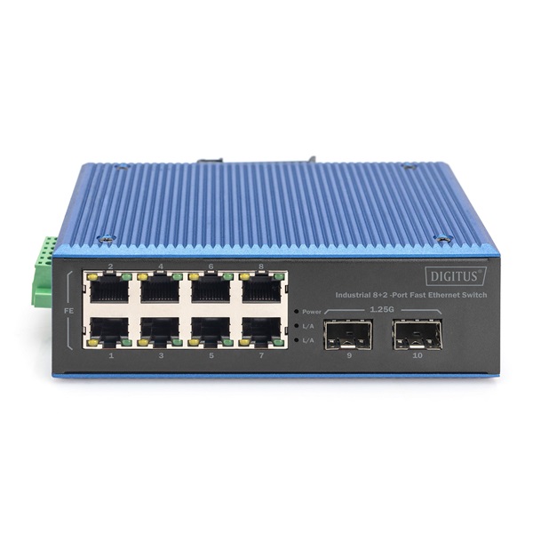 DIGITUS DN-651146 8x 10/100Mbps FE Lan port 2x SFP port menedzselhető ipari switch