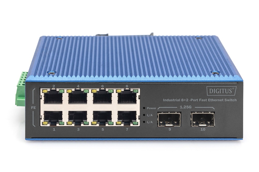 DIGITUS DN-651146 8x 10/100Mbps FE Lan port 2x SFP port menedzselhető ipari switch
