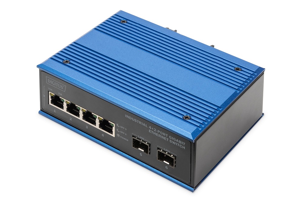 DIGITUS DN-651148 4x GbE Lan port 2x SFP port menedzselhető ipari switch
