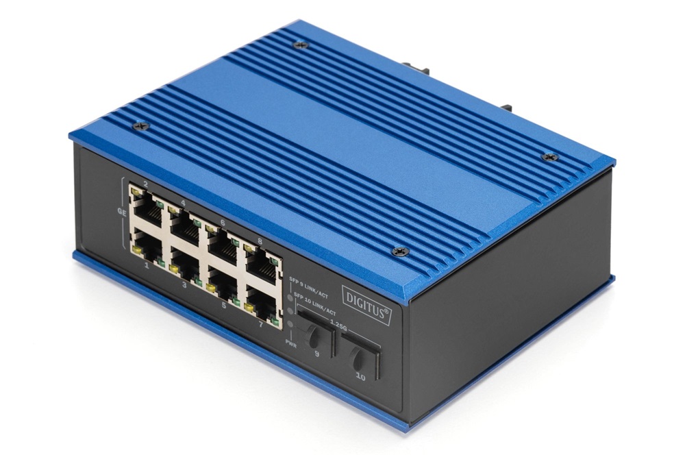 DIGITUS DN-651150 8x GbE Lan port 2x SFP port menedzselhető ipari switch
