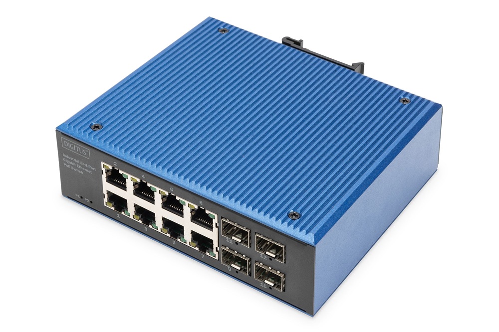 DIGITUS DN-651153 8x GbE Lan port 4x SFP port PoE 200W menedzselhető ipari switch