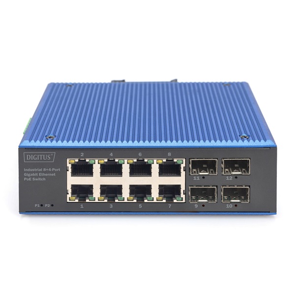 DIGITUS DN-651153 8x GbE Lan port 4x SFP port PoE 200W menedzselhető ipari switch