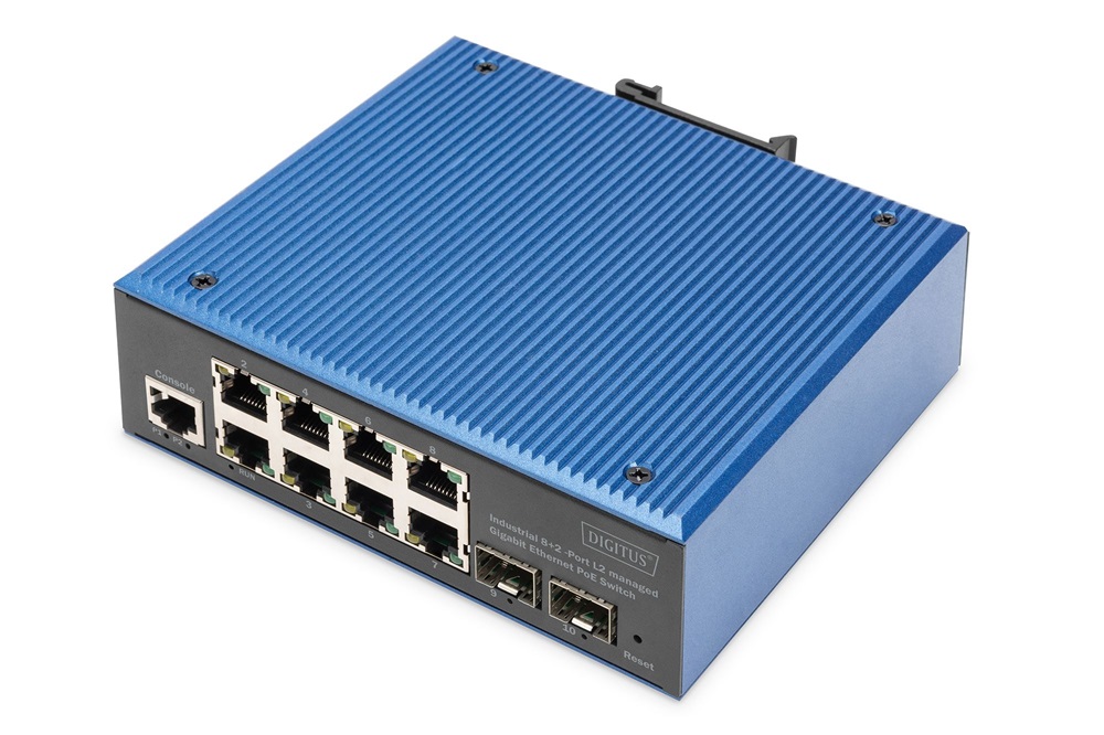 DIGITUS DN-651157 8x GbE Lan port 2x SFP port PoE 200W menedzselhető ipari switch
