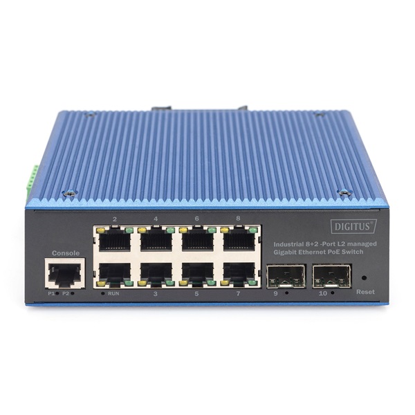 DIGITUS DN-651157 8x GbE Lan port 2x SFP port PoE 200W menedzselhető ipari switch