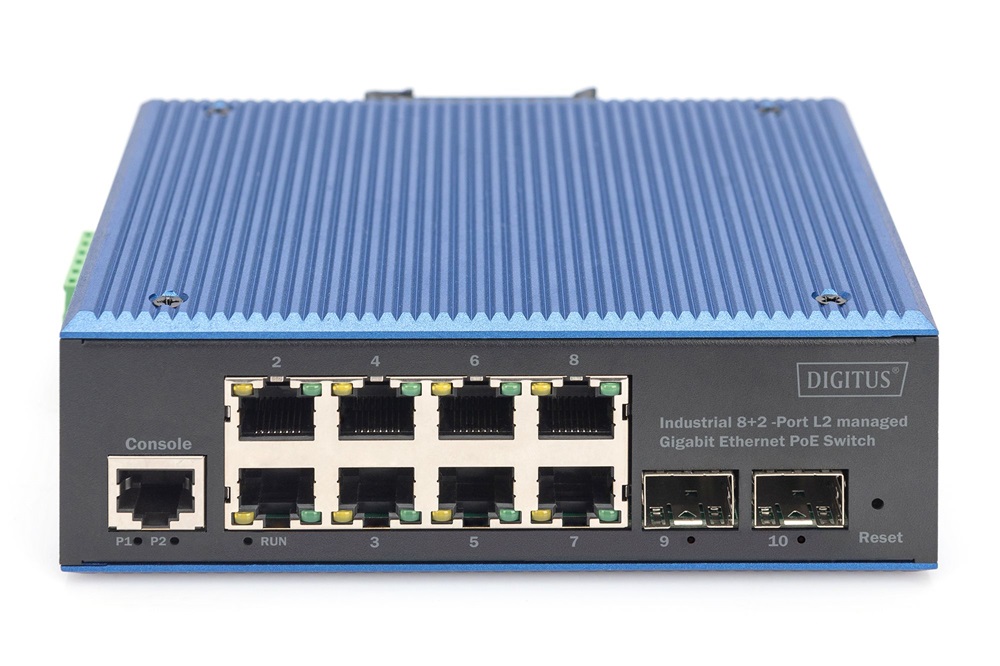 DIGITUS DN-651157 8x GbE Lan port 2x SFP port PoE 200W menedzselhető ipari switch