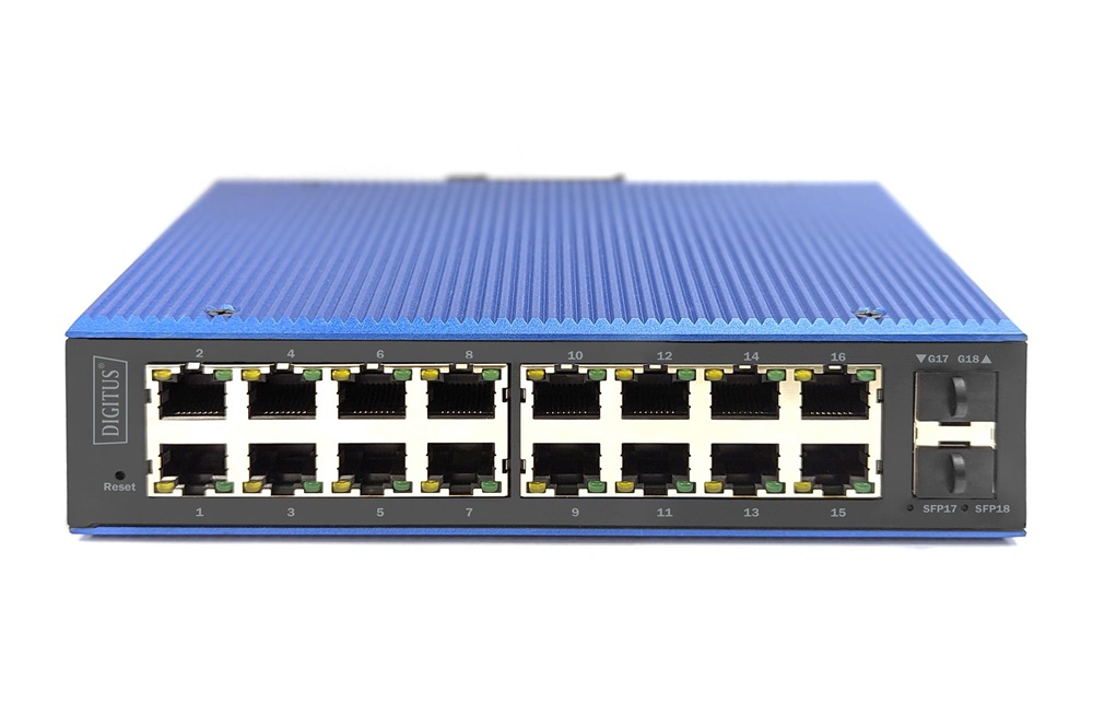 DIGITUS DN-651158 16x GbE Lan port 2x SFP port menedzselhető ipari switch