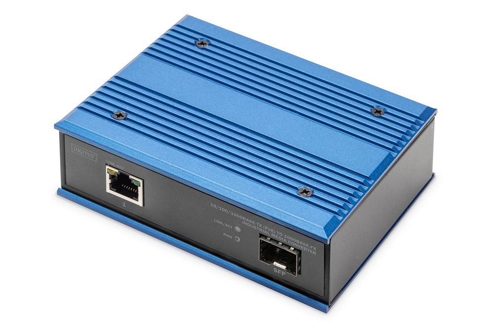 DIGITUS DN-652104-1 Gigabit 1x GbE Lan port PoE SFP modul nélküli ipari média konverter
