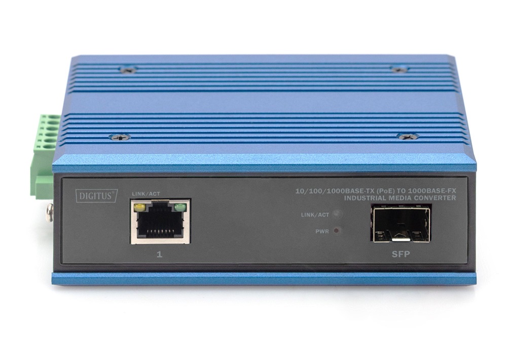 DIGITUS DN-652104-1 Gigabit 1x GbE Lan port PoE SFP modul nélküli ipari média konverter