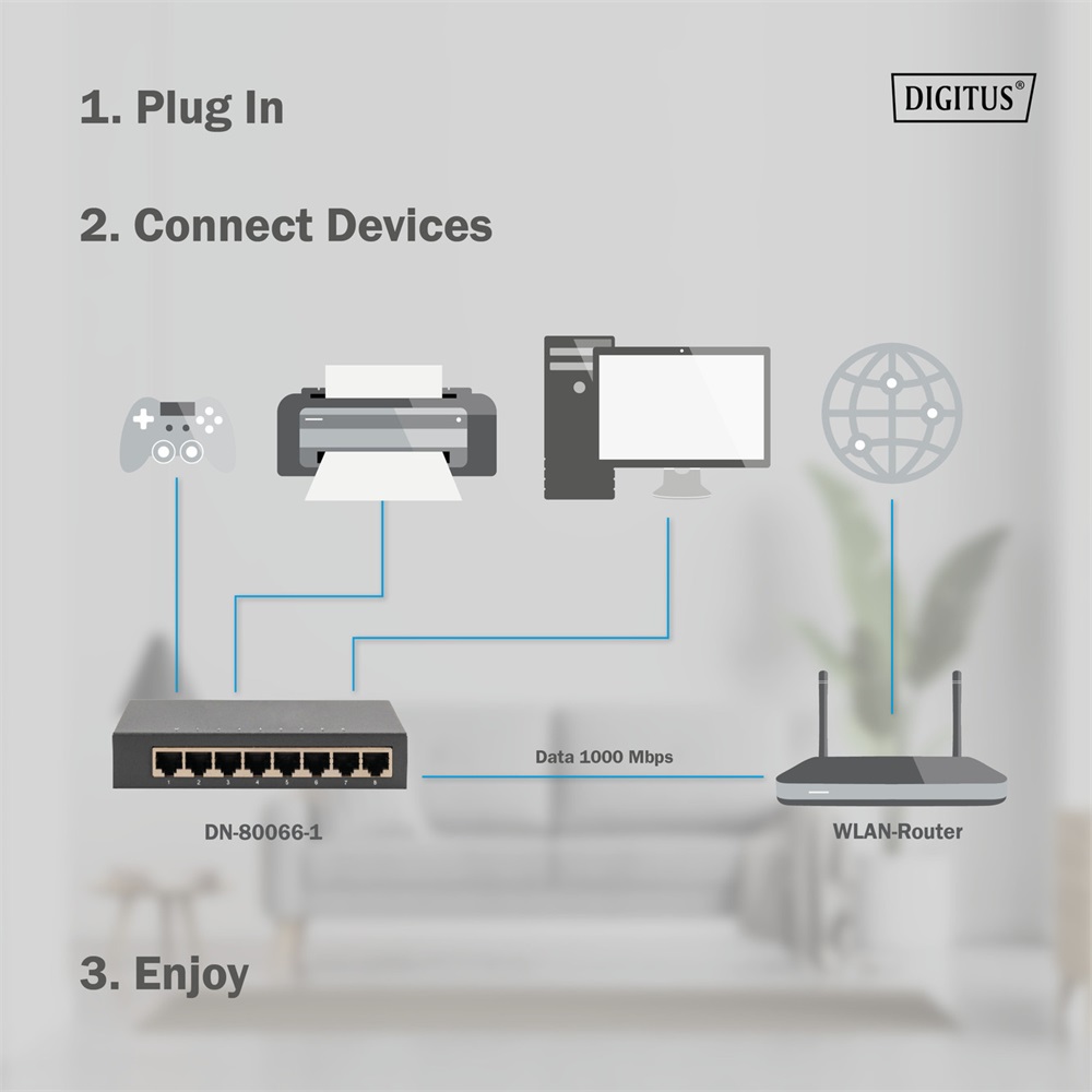 DIGITUS DN-80066-1 8x GbE Lan port nem menedzselhető asztali switch