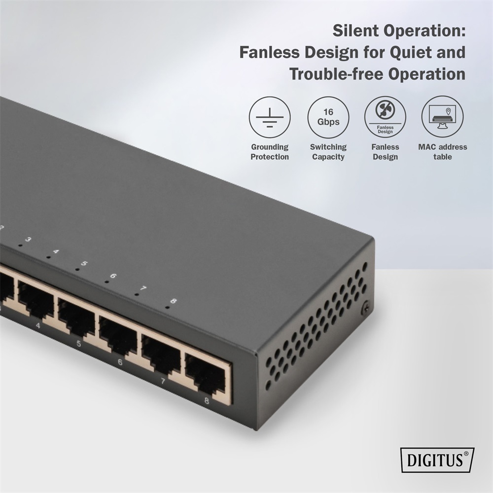 DIGITUS DN-80066-1 8x GbE Lan port nem menedzselhető asztali switch