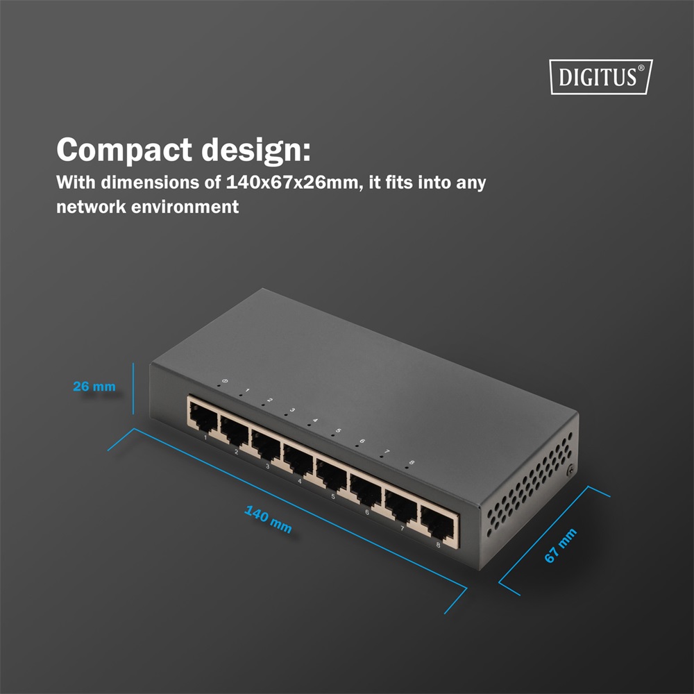 DIGITUS DN-80066-1 8x GbE Lan port nem menedzselhető asztali switch