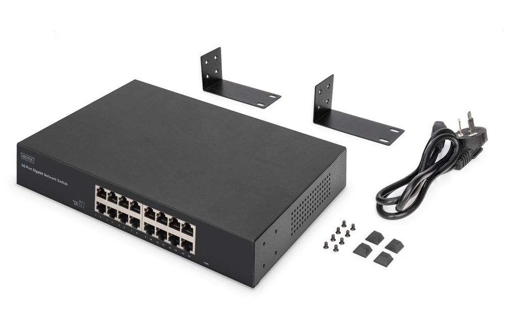 DIGITUS DN-80112-2 1U 19" 16x GbE Lan nem menedzselhető switch