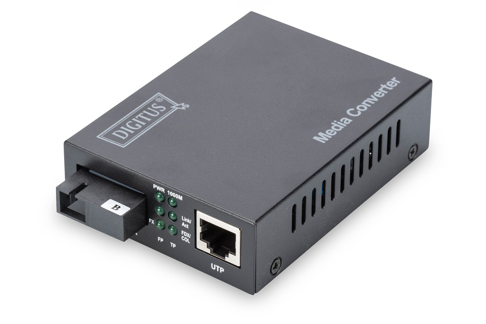DIGITUS DN-82123 Gigabit monomódusú 1x GbE Lan port 1x SC simplex BiDi egyszálas Tx1550nm/Rx1310nm média konverter