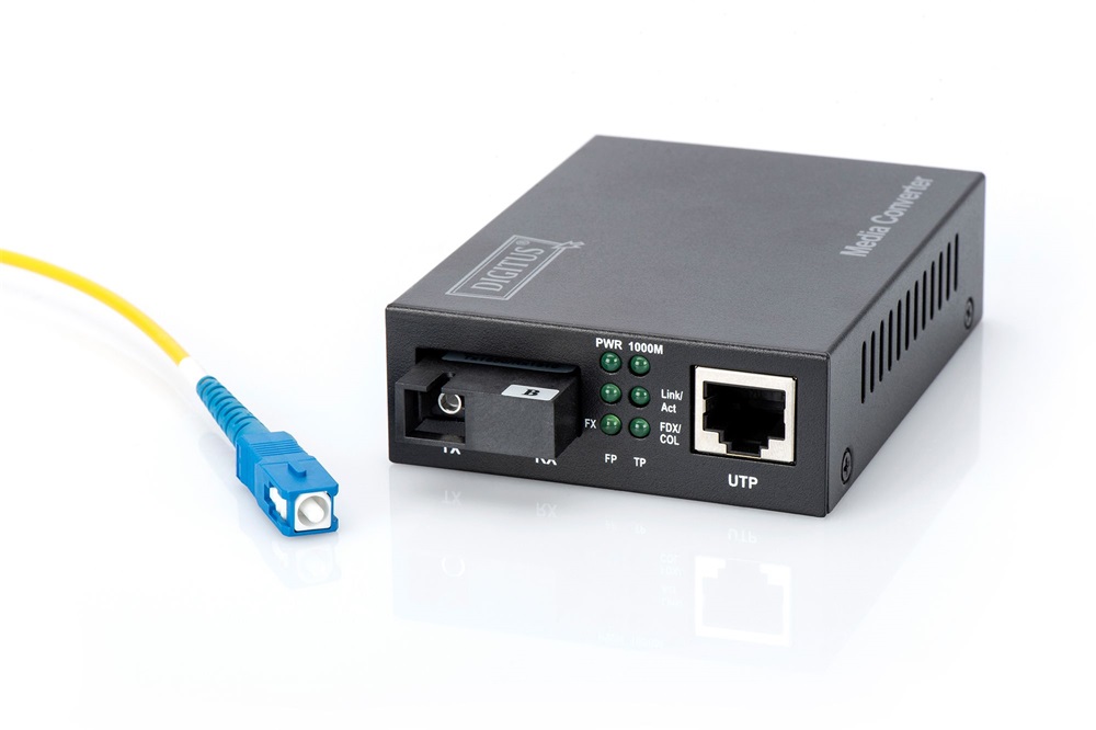 DIGITUS DN-82123 Gigabit monomódusú 1x GbE Lan port 1x SC simplex BiDi egyszálas Tx1550nm/Rx1310nm média konverter