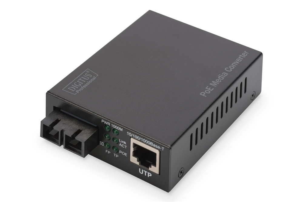 DIGITUS DN-82150 Gigabit multimodusú 500m PoE  SC média konverter