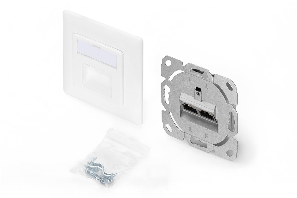 DIGITUS DN-9007-1 Cat6A Modulo50 dupla süllyesztett aljzat 2xRJ45 árnyékolt csatlakozóval