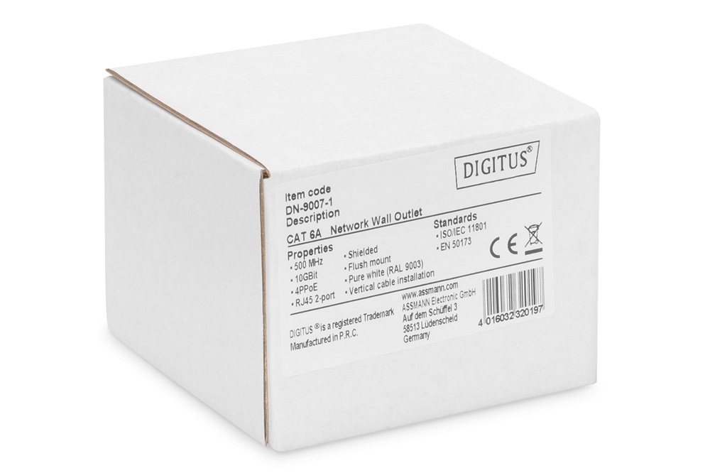 DIGITUS DN-9007-1 Cat6A Modulo50 dupla süllyesztett aljzat 2xRJ45 árnyékolt csatlakozóval