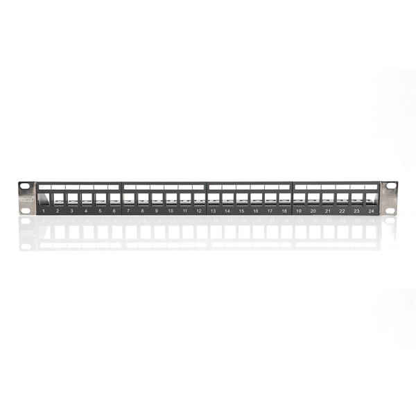 DIGITUS DN-91411-LF 24port 19" 1U moduláris fekete árnyékolt üres Patch Panel