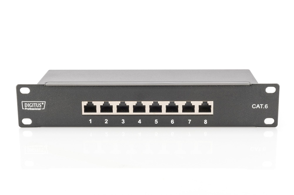 DIGITUS DN-91608S CAT6 8port 10" 1U fekete árnyékolt Patch Panel