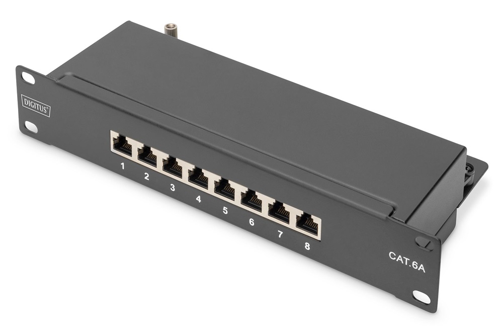 DIGITUS DN-91608S-EA CAT6A 8port 10" 1U fekete árnyékolt Patch Panel