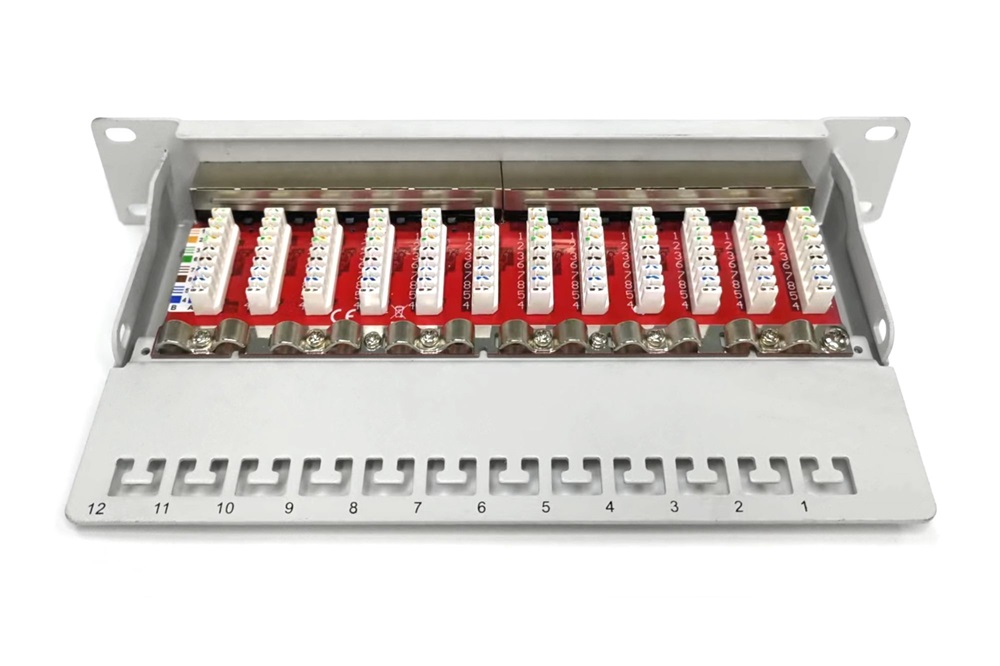 DIGITUS DN-91612S-EA-G CAT6A 8port 10" 1U szürke árnyékolt Patch Panel
