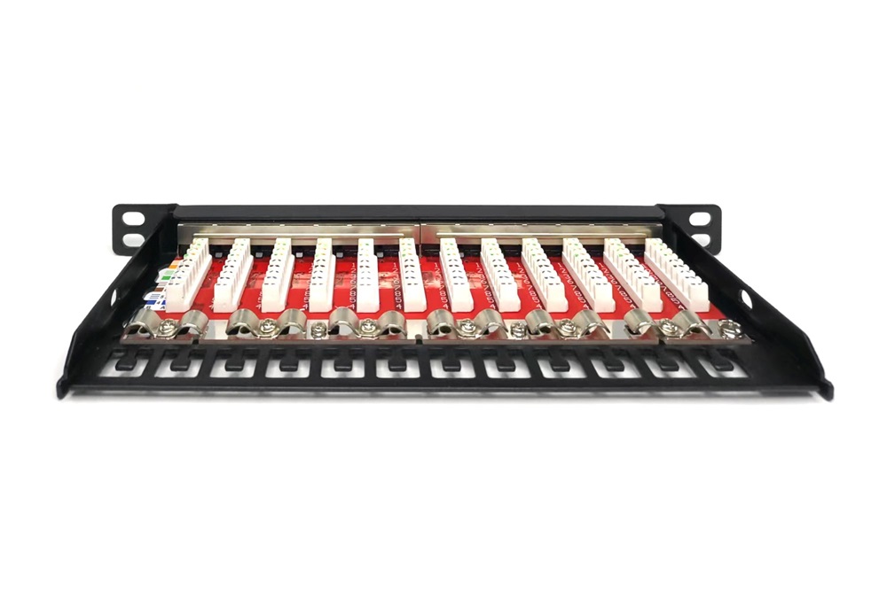 DIGITUS DN-91612S-SL-EA CAT6A 12port 10" 0,5U fekete árnyékolt Patch Panel