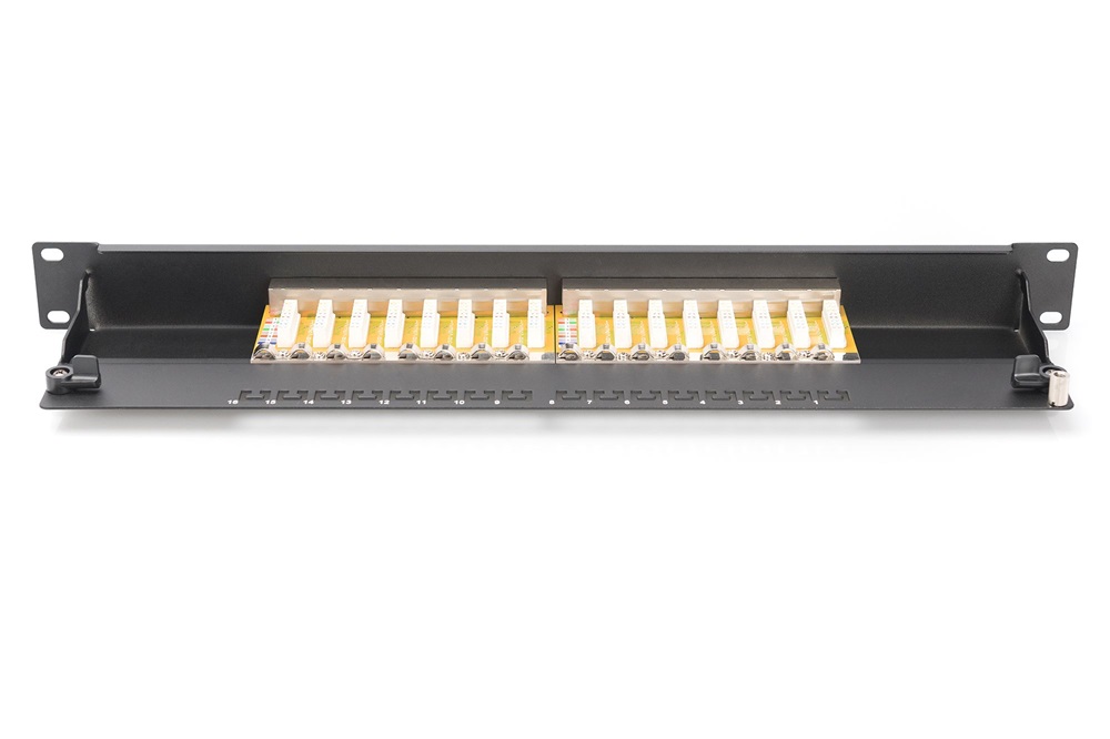 DIGITUS DN-91616S-B CAT6 16port 19" 1U fekete árnyékolt Patch Panel