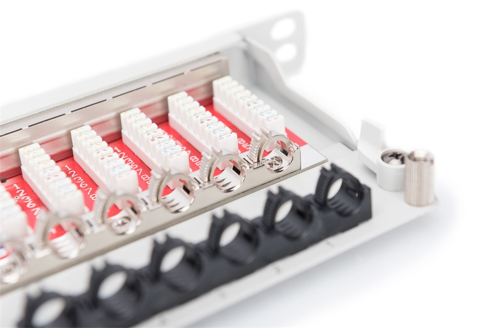 DIGITUS DN-91624S-SL-EA-G CAT6A 24port 19" 0,5U fekete árnyékolt Patch Panel