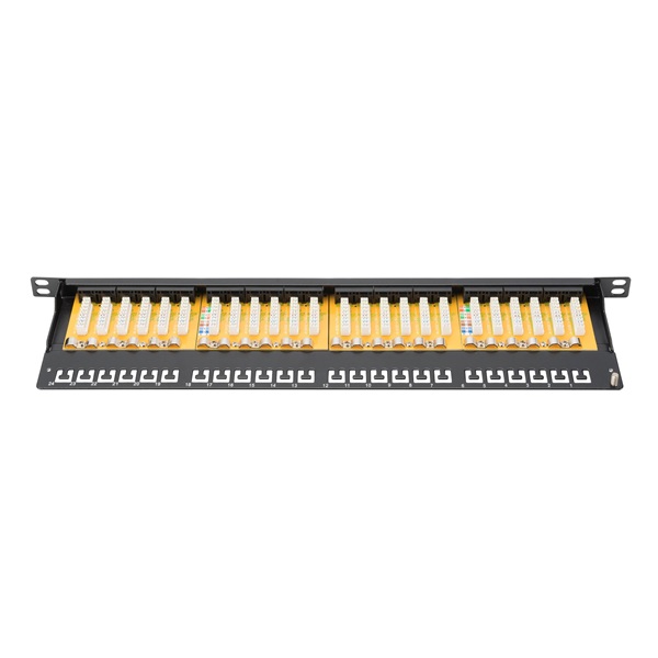 DIGITUS DN-91624U-SL-SH CAT6 24port 19" 0,5U fekete árnyékolatlan Patch Panel