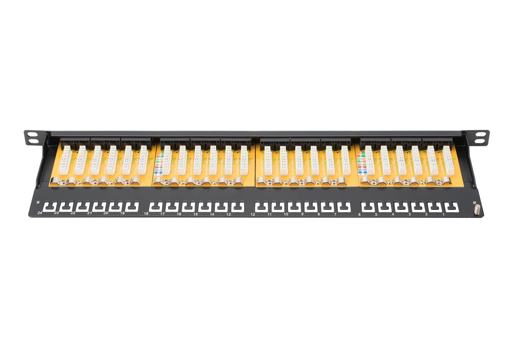 DIGITUS DN-91624U-SL-SH CAT6 24port 19" 0,5U fekete árnyékolatlan Patch Panel