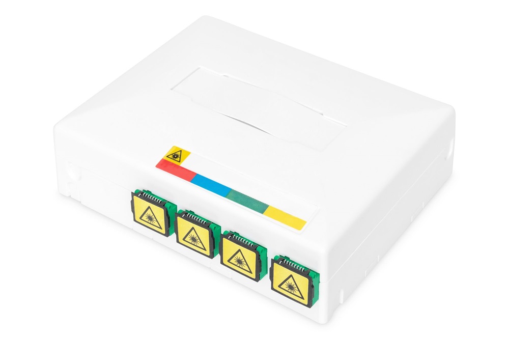 DIGITUS DN-931094 8 szálas 4x SC/APC SX 4x LC DX IP45 DIN/fali optikai FTTX/FTTH elosztó doboz toldóval