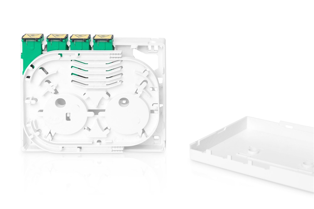 DIGITUS DN-931094 8 szálas 4x SC/APC SX 4x LC DX IP45 DIN/fali optikai FTTX/FTTH elosztó doboz toldóval