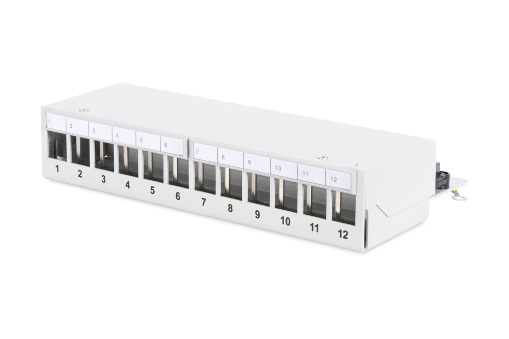 DIGITUS DN-93706 12port 10" 1U szürke moduláris üres árnyékolt Patch Panel