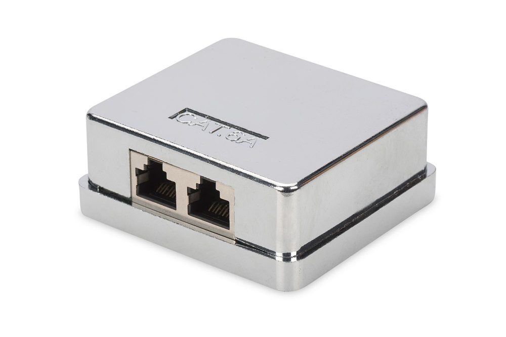 DIGITUS DN-93713 CAT6A 2 portos falon kívüli Keystone doboz 2xRJ45 árnyékolt csatlakozóval