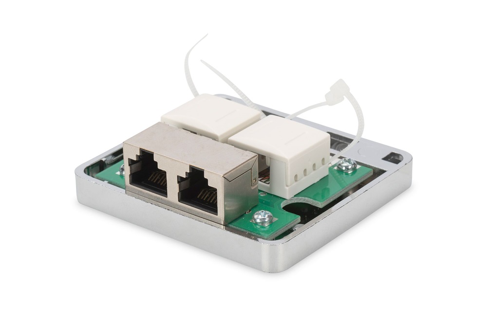 DIGITUS DN-93713 CAT6A 2 portos falon kívüli Keystone doboz 2xRJ45 árnyékolt csatlakozóval