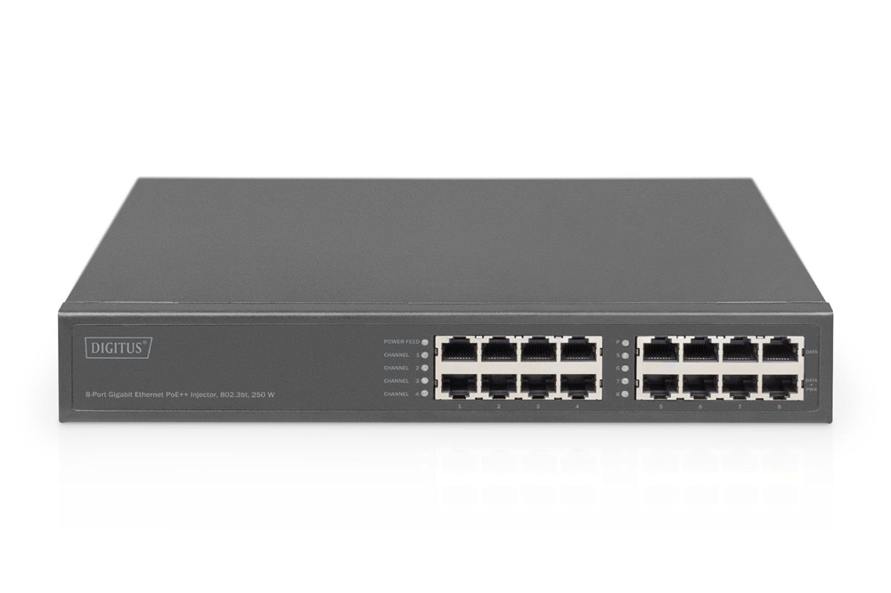 DIGITUS DN-95118 Gigabit 8x GbE Lan port 250W PoE Injector