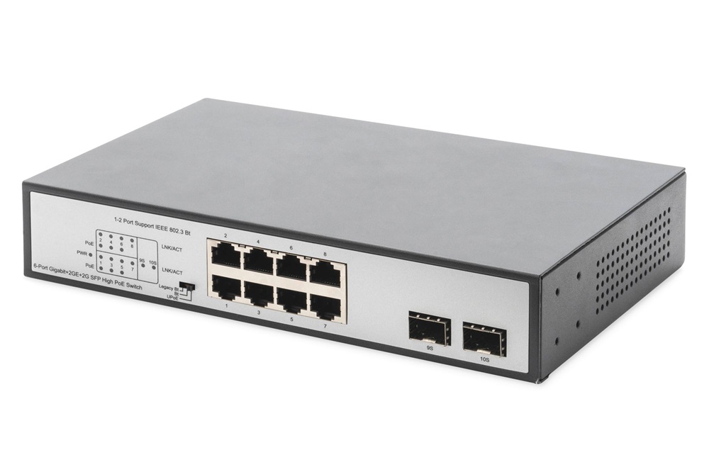 DIGITUS DN-95140 8x GbE Lan port 6xPoE 180W 4x SFP port nem menedzselhető asztali switch