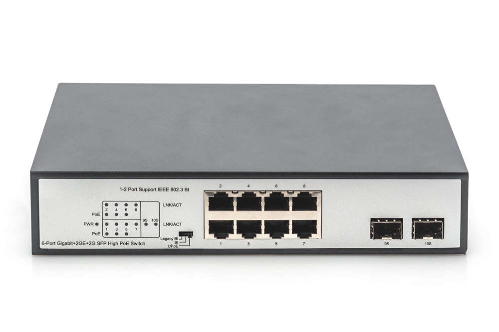 DIGITUS DN-95140 8x GbE Lan port 6xPoE 180W 4x SFP port nem menedzselhető asztali switch