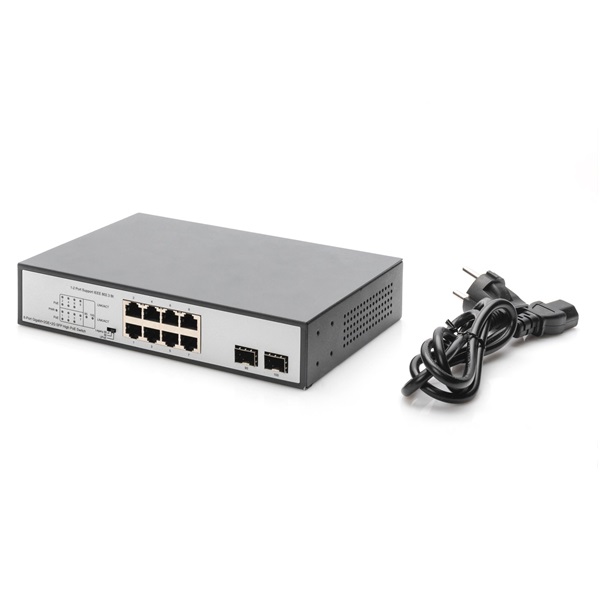DIGITUS DN-95140 8x GbE Lan port 6xPoE 180W 4x SFP port nem menedzselhető asztali switch