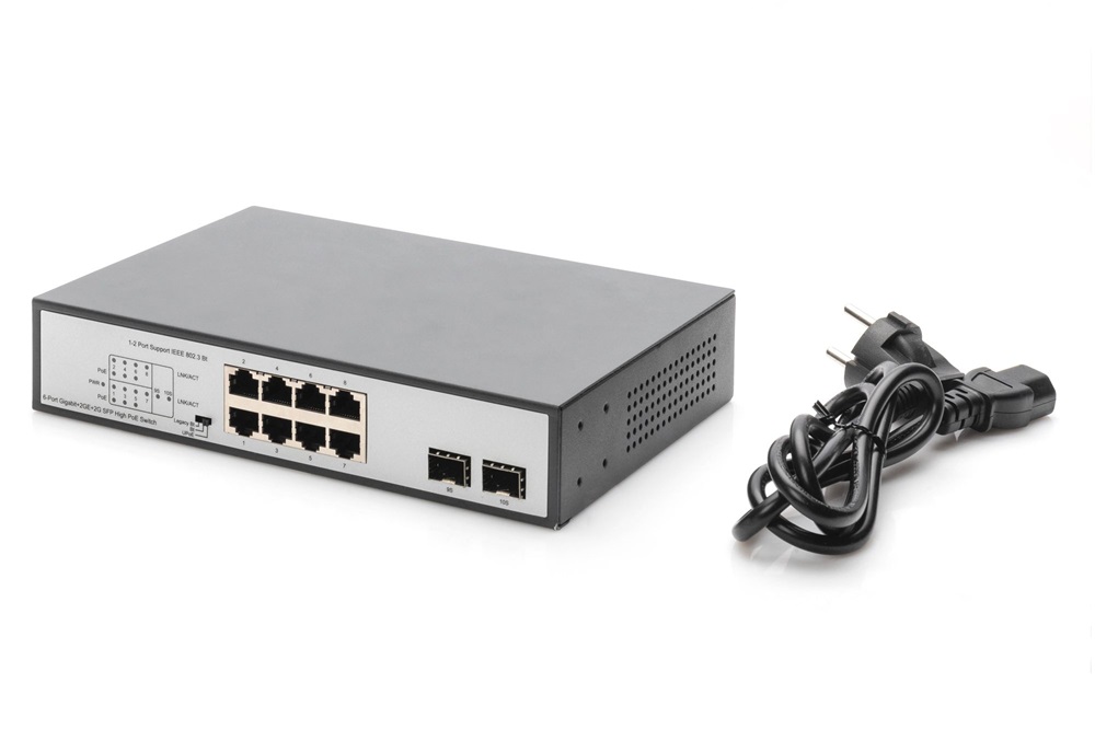 DIGITUS DN-95140 8x GbE Lan port 6xPoE 180W 4x SFP port nem menedzselhető asztali switch