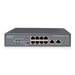 DIGITUS DN-95323-1 8x 10/100Mbps FE Lan port 2x uplink port PoE 120W nem menedzselhető asztali switch