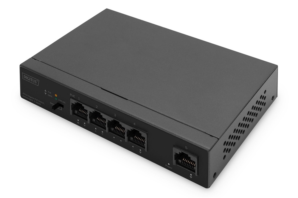 DIGITUS DN-95330-1 4x GbE Lan port PoE 60W nem menedzselhető asztali switch