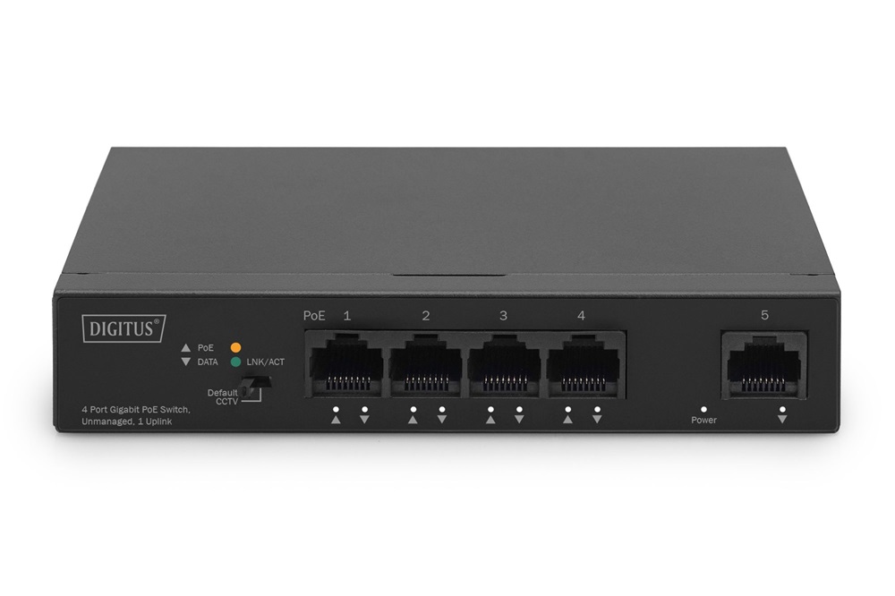 DIGITUS DN-95330-1 4x GbE Lan port PoE 60W nem menedzselhető asztali switch
