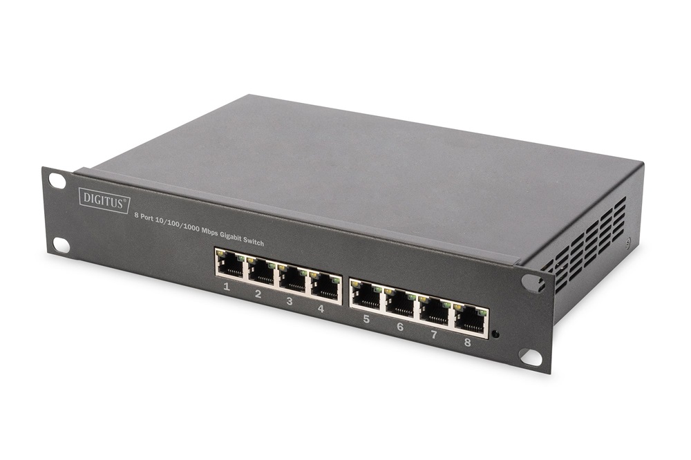 DIGITUS DN-95331 10" 8x GbE Lan port PoE 80W menedzselhető switch