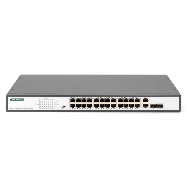 DIGITUS DN-95343 24x 10/100Mbps FE Lan port 2x uplink port 2x SFP port PoE 370W nem menedzselhető switch