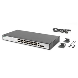 DIGITUS DN-95343 24x 10/100Mbps FE Lan port 2x uplink port 2x SFP port PoE 370W nem menedzselhető switch